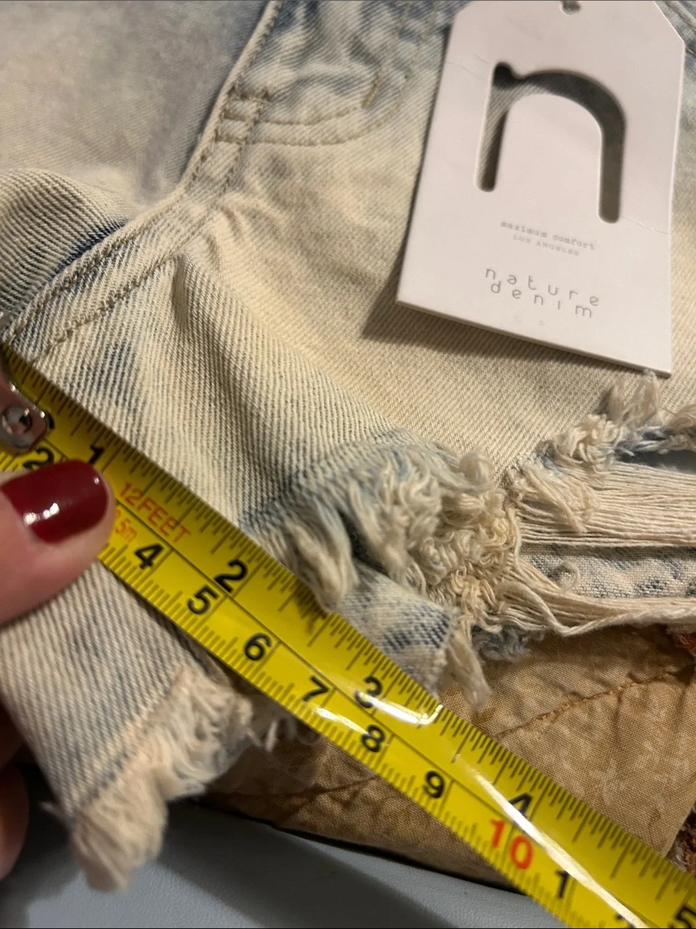 Nature Denim High-Rise Distressed Blue Ombre Denim Shorts
